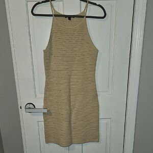 Beige Knit Sleeveless Dress